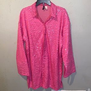 Hot Pink Sequin Dress Shirt